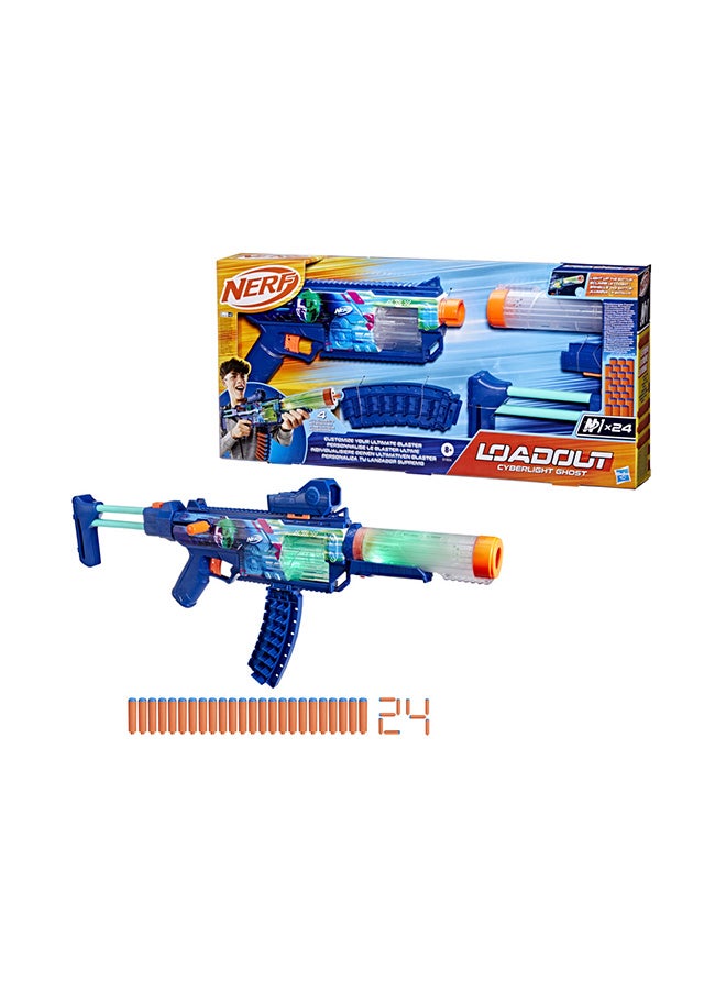 NERF Loadout Cyberlight Ghost Blaster, Electronic Glowing LED Lights, 4 Attachment Accessories, 24 N1 Darts, Kids Toys & Gifts, Ages 8+ - Image 1