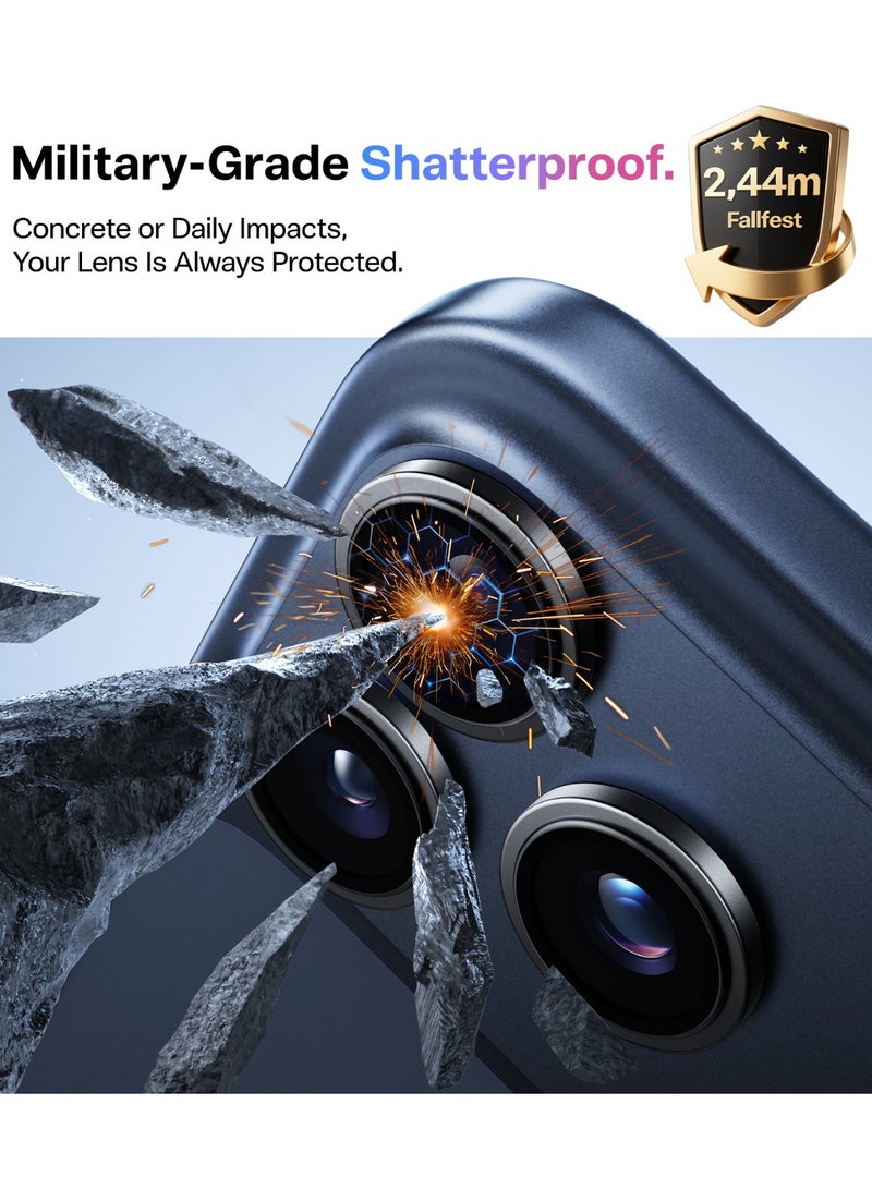 TORRAS iPhone 17 Pro Max LensGuard, 3-Lens Camera Protector, 9H+ Tempered Glass, Scratch Resistant, Anti-Fingerprint, Ultra- Easy Installation – Black - Image 3