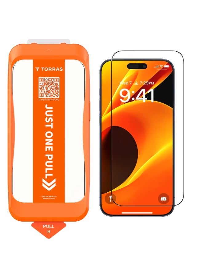 Screen Protector for iPhone 17 (6.3-Inch) 9H+ Aerospace Tempered Glass And One-Step Installation, Mil-Grade Shatterproof, Full Coverage Bubble-Free Top-Notch Protection - Clear - Image 1