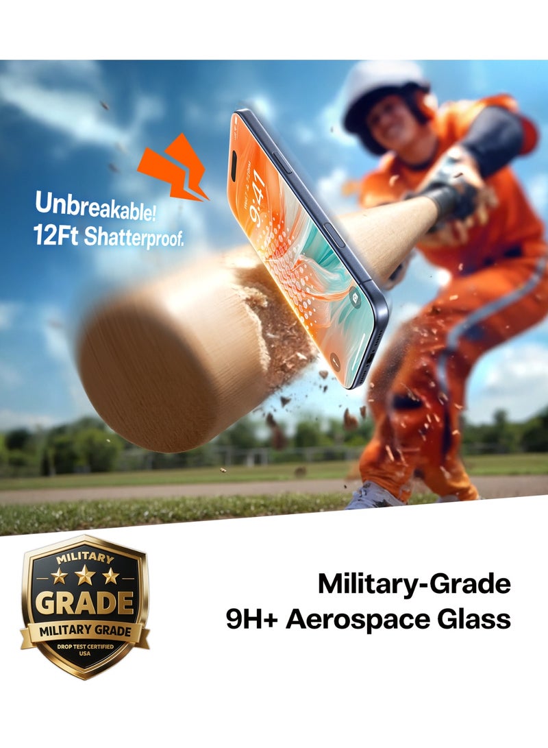 TORRAS Privacy Screen Protector for iPhone 17 (6.3-Inch) ,Uncrackable 9H+ Hardness, 12FT Mil-Grade Anti-Shatter, Top 25° Anti-Spy, Data Protection, Full Coverage Tempered Glass – Black - Image 4