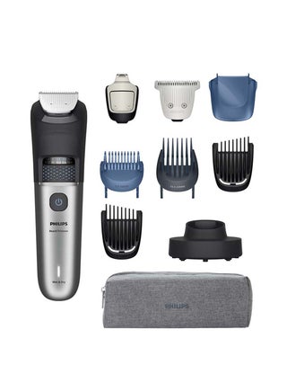 Beard Trimmer BT7670/15 | 40 length settings 0.4–20 mm | Catches cut hairs to reduce mess | Wet & dry | 120 min cordless | USB-A charging | Charging stand + pouch Mid Slate Metallic - https://f.nooncdn.com/p/pnsku/N70214896V/45/_/1757841089/67132bfa-82be-4d27-9af2-6c30ed4cfc49.jpg