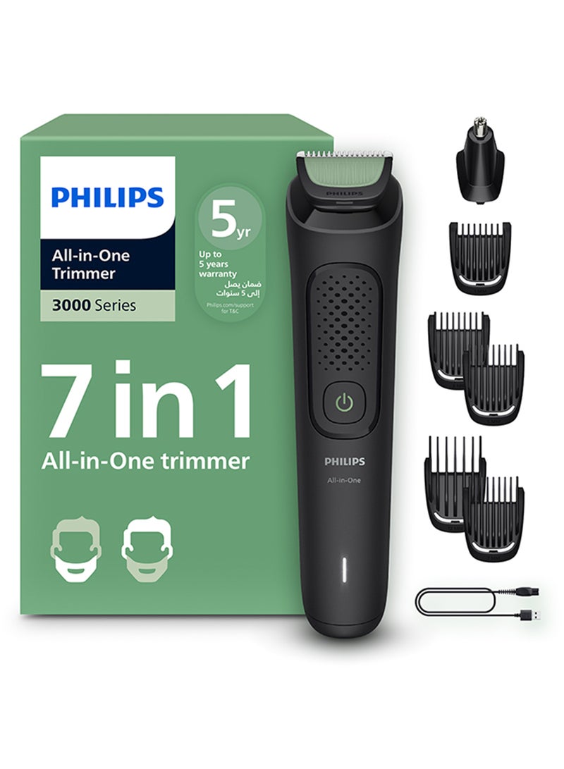 Philips All-in-One Trimmer MG3920/15 7-in-1 Beard, hair & nose trimming 60 min cordless USB-A charging Washable parts Pouch included Black - Image 1