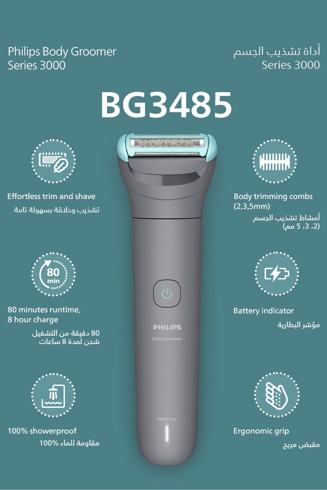Philips Body Groomer 3000 Series With Triple Protect Shaving System BG3485/15 - Mid Grey - Image 3