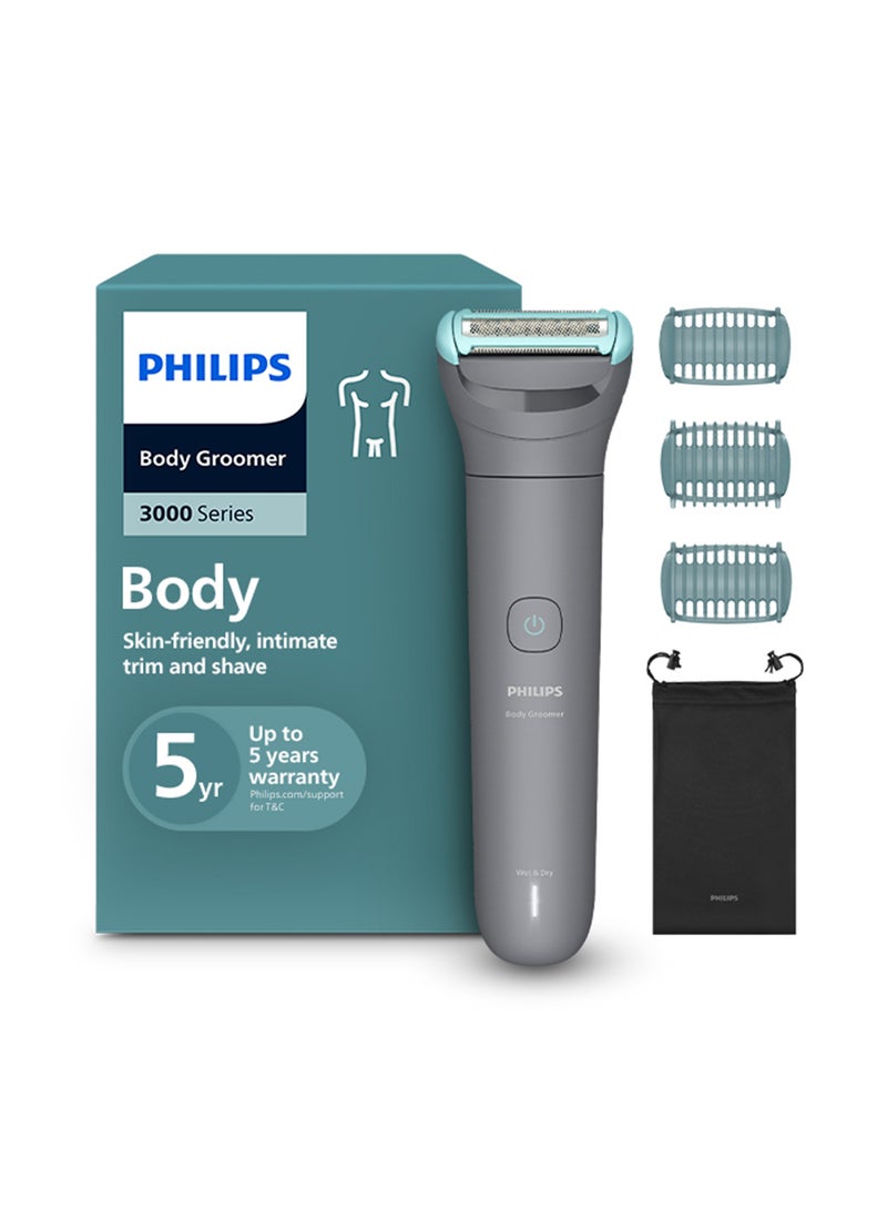 Philips Body Groomer Bg3485/15 Trim & Shave Body Hair 100% Showerproof Close, Skin-comfort Results 2/3/5 Mm Combs Up To 80 Min Cordless Battery Indicator Usb Charging Easy To Clean Mid Grey - Image 1