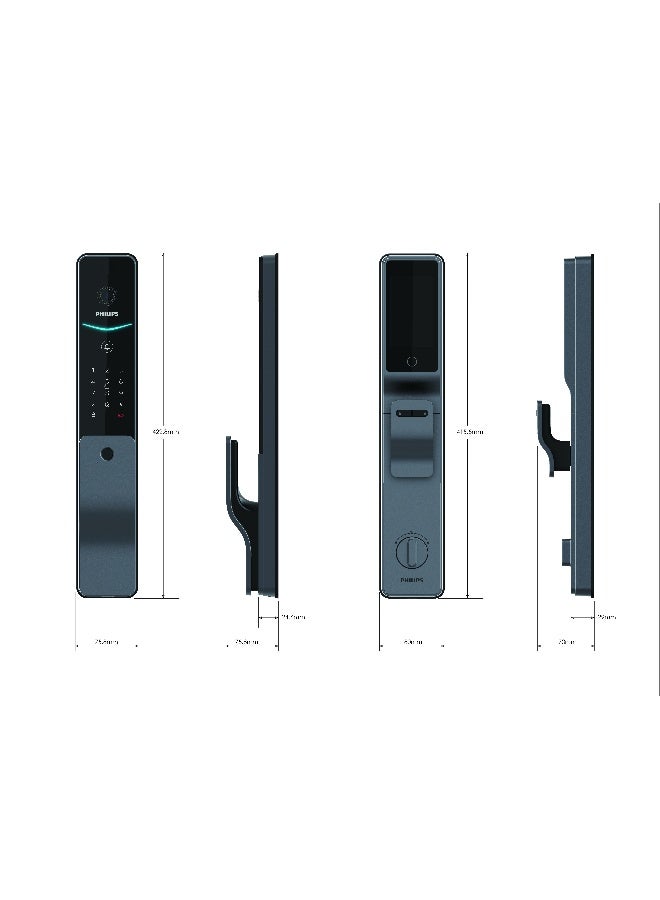 Philips Philips Smart Door Lock 720Mvp Palm Vein Recognition With Motion Sensor, No-Touch Unlock, Video Door Viewer, Night Vision, Cloud Storage, 4’’ Hd Display & Alerts Grey 60mm - Image 2