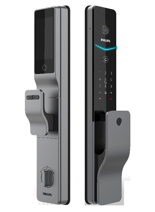 Philips Philips Smart Door Lock 720Mvp Palm Vein Recognition With Motion Sensor, No-Touch Unlock, Video Door Viewer, Night Vision, Cloud Storage, 4’’ Hd Display & Alerts Grey 60mm - Image 1