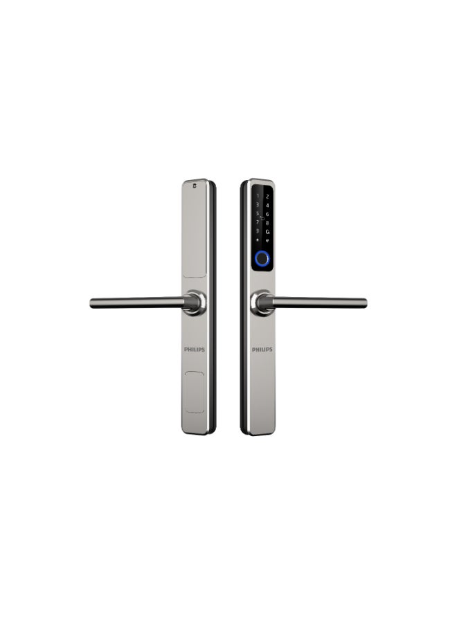 Philips Philips Smart Door Lock 608 Easykey , Suitable For Narrow Frame And Indoor & Outdoor Doors, Ip65 Dust & Water Resistant, Wi-Fi, Real-Time Alerts, Pin Sharing, Multiple Unlock Methods Silver 45mm - Image 1