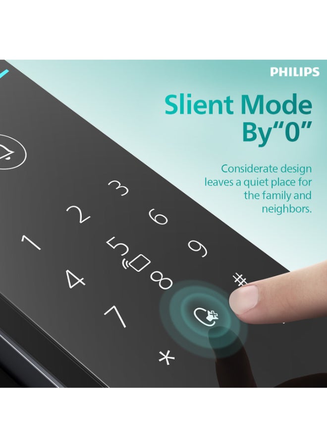 فيليبس قفل الباب الذكي Philips 610، فتح التطبيق، مقاوم للماء والغبار IP65، بصمة الإصبع، دبوس، علامة مفتاح، مفتاح ميكانيكي، يعمل مع المساعد وأليكسا رمادي 60مم - Image 4
