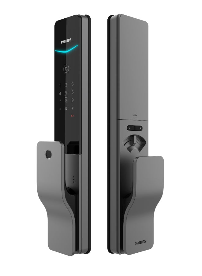 Philips Philips Smart Door Lock 801 With Financial-Grade Fingerprint Sensor, Touch Sensor Unlock, Remote Unlock Via App, Dual Verification, Auto Mortise, Dust & Water Resistant Grey 70mm - Image 1