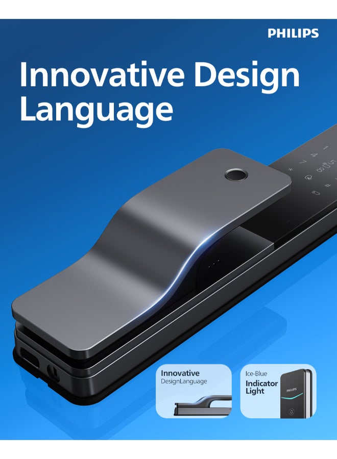 Philips Smart Door Lock 801 With Financial-Grade Fingerprint Sensor, Touch Sensor Unlock, Remote Unlock Via App, Dual Verification, Auto Mortise, Dust & Water Resistant Grey 70mm - Image 2