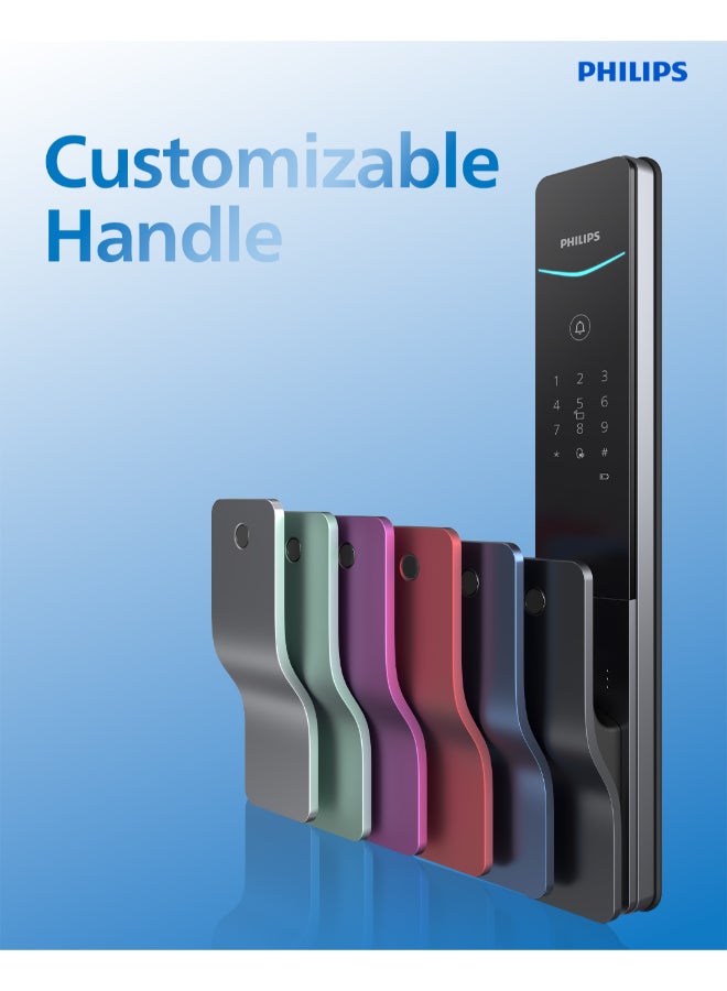 Philips Smart Door Lock 801 With Financial-Grade Fingerprint Sensor, Touch Sensor Unlock, Remote Unlock Via App, Dual Verification, Auto Mortise, Dust & Water Resistant Grey 70mm - Image 3