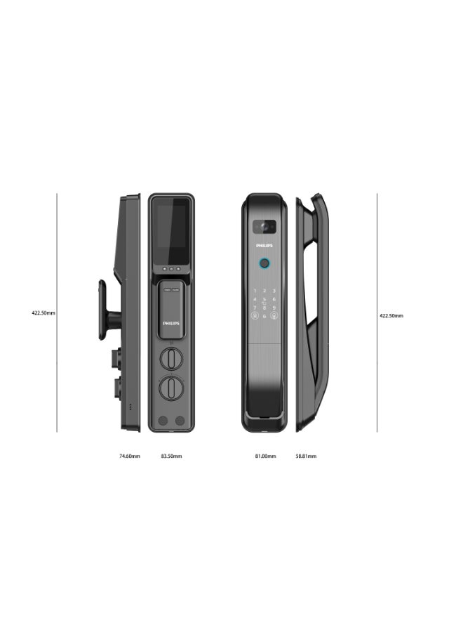 Philips Philips Smart Door Lock 303Vp With Hd Screen, Wide Angle Camera, Remote Snapshot, Auto Lock, Built-In Doorbell, 5000Mah Battery, Smart Life App Black 70mm - Image 4