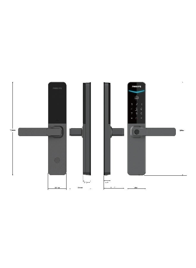 Philips Philips Smart Door Lock 615 50 Mm Easykey , Bluetooth App Setup, Offline Pin Sharing, Intuitive Fingerprint, Dual Verification, Hidden Pin, 4 Unlock Methods, Low Battery Alert Grey - Image 4