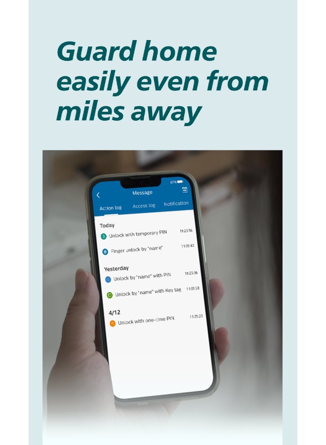 Philips Smart Door Lock 709Fvp Facial Recognition With 3D Face Id, Motion Sensor, Wifi App Control, 4’’ Ips Display, Auto Locking & 5000Mah Long-Life Battery Copper 70mm - Image 2