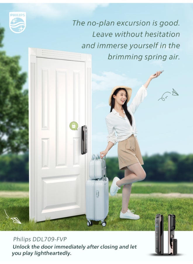 Philips Smart Door Lock 709Fvp Facial Recognition With 3D Face Id, Motion Sensor, Wifi App Control, 4’’ Ips Display, Auto Locking & 5000Mah Long-Life Battery Copper 70mm - Image 4