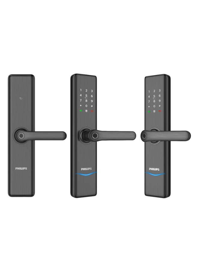 فيليبس قفل الباب الذكي Philips 7300، واي فاي، إمكانية الدخول ببصمة الإصبع، رمز PIN، بطاقة مفتاح، مفتاح ميكانيكي، طرق فتح متعددة، قفل تلقائي، رمز PIN مخفي، مقبض أمان، تنبيهات ضد السرقة، أمان عائلي أسود 60مم - Image 5