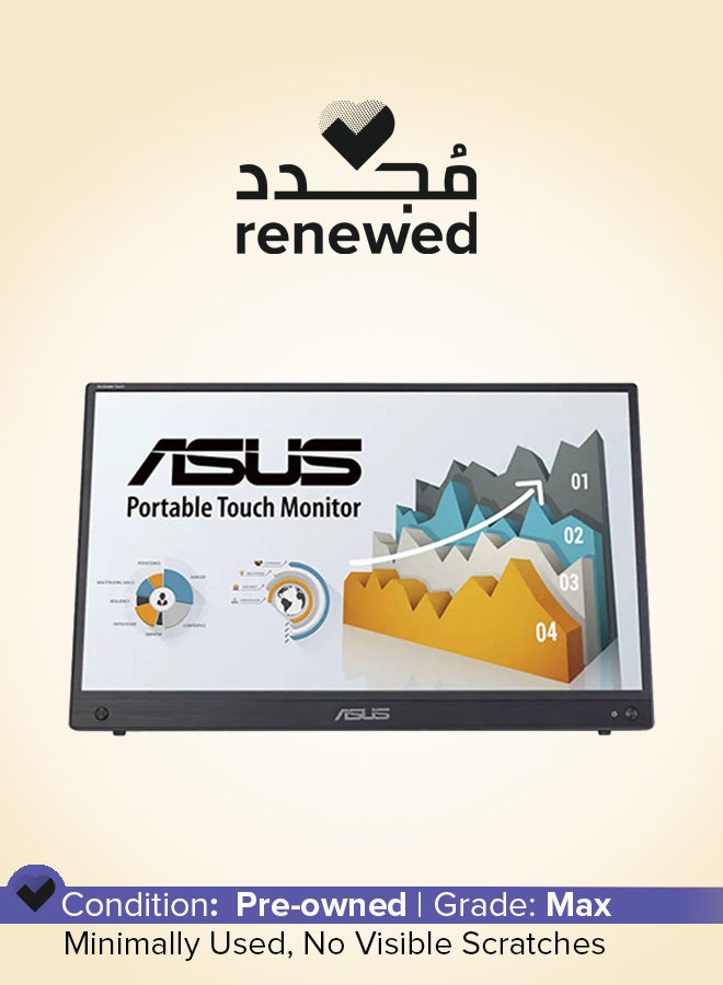 أسوس Renewed - ASUS ZenScreen Touch MB16AHT Portable Monitor, 15.6" FHD IPS Display, 60Hz Refresh Rate, 5ms (GtG) Response Time, 262K Display Colors, Eye Care Technology, Black black - Image 1
