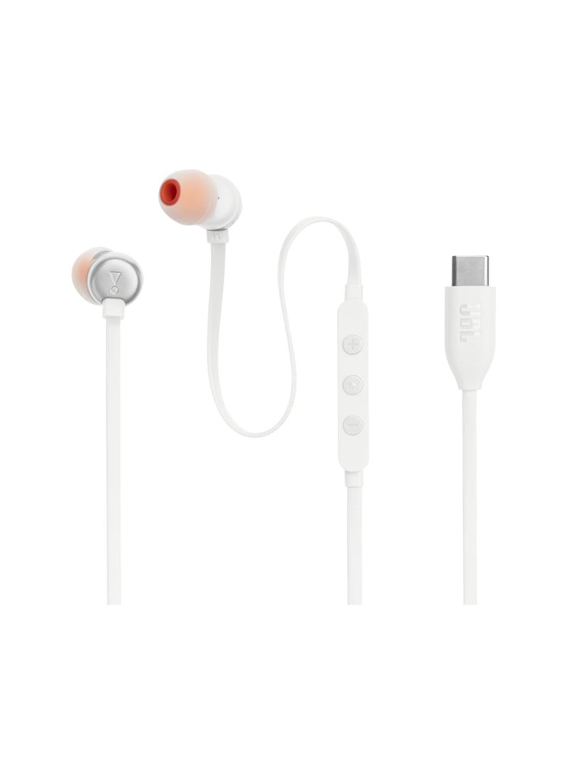 JBL 310C High-Resolution USB-C Wired Earphones - White - Image 1