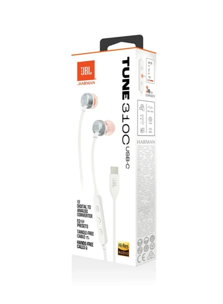 JBL 310C High-Resolution USB-C Wired Earphones - White - Image 5