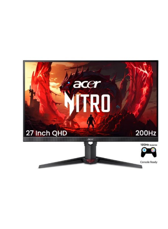 أيسر Nitro XV270 Gaming Monitor 27-inch 2k WQHD 2560x1440, HDR 10, IPS Panel Technology, 200Hz Refresh Rate, 0.5ms Response Time, AMD FreeSync Premium Technology, Supports 2k 120Hz on PS5 and Slim / Xbox X Series, ZeroFrame, Built-in Speakers Black - Image 1