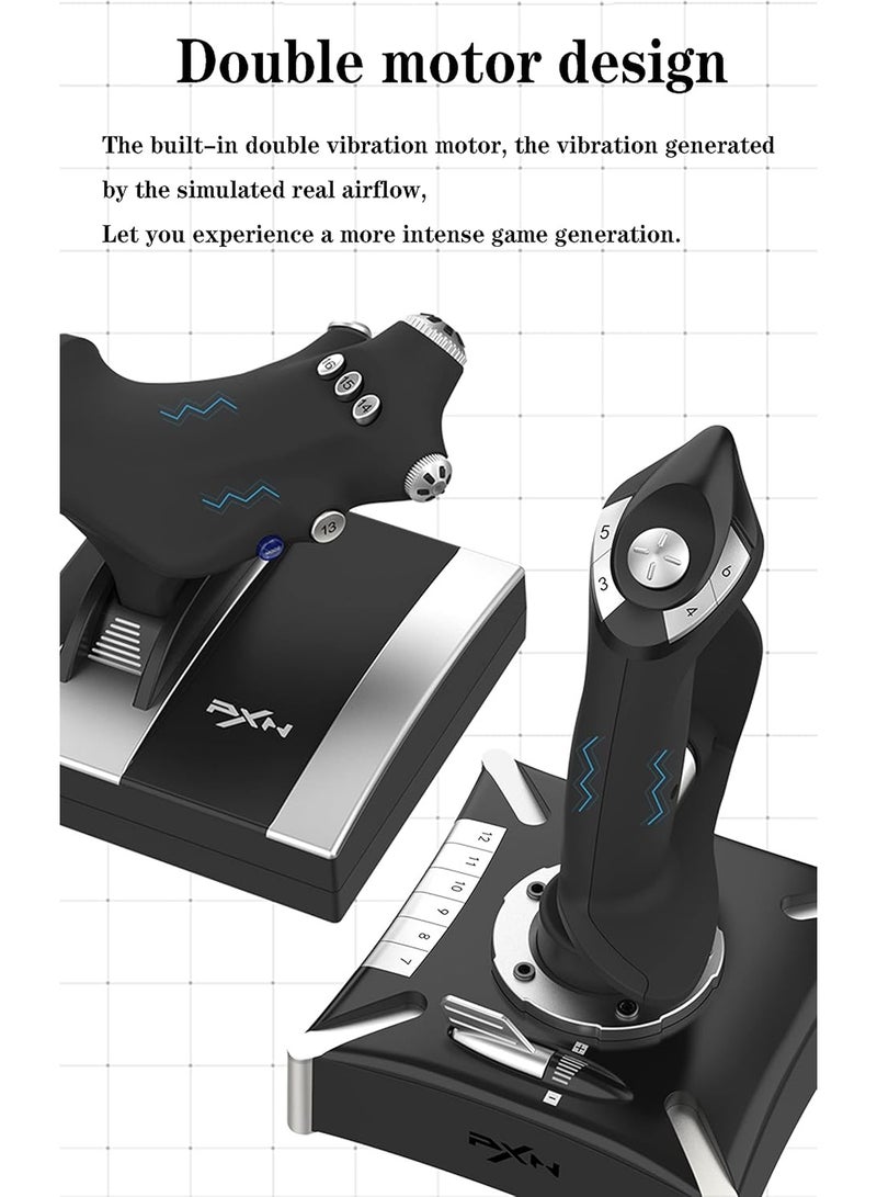 PXN 2119 PRO USB Flight Simulator Joystick for PC with Vibration, 4-Axis + 8-Way Hat, Programmable Buttons, Independent Throttle – Compatible with Windows 10/11 - Image 4