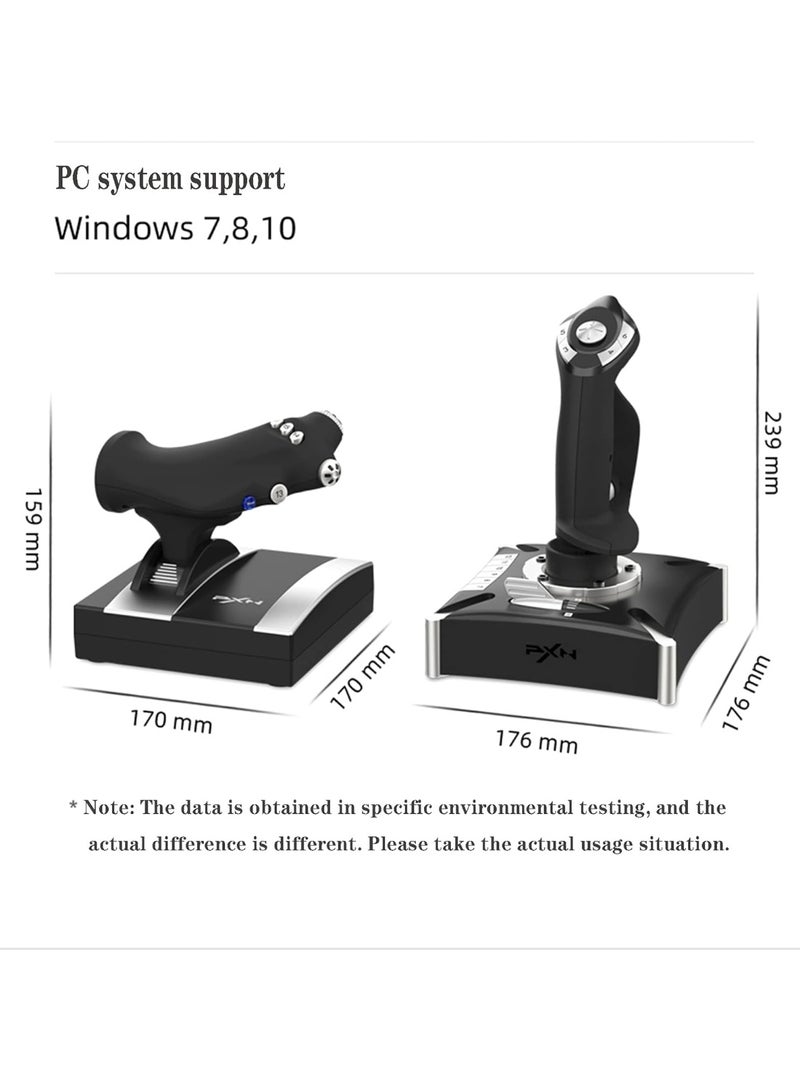 PXN 2119 PRO USB Flight Simulator Joystick for PC with Vibration, 4-Axis + 8-Way Hat, Programmable Buttons, Independent Throttle – Compatible with Windows 10/11 - Image 2