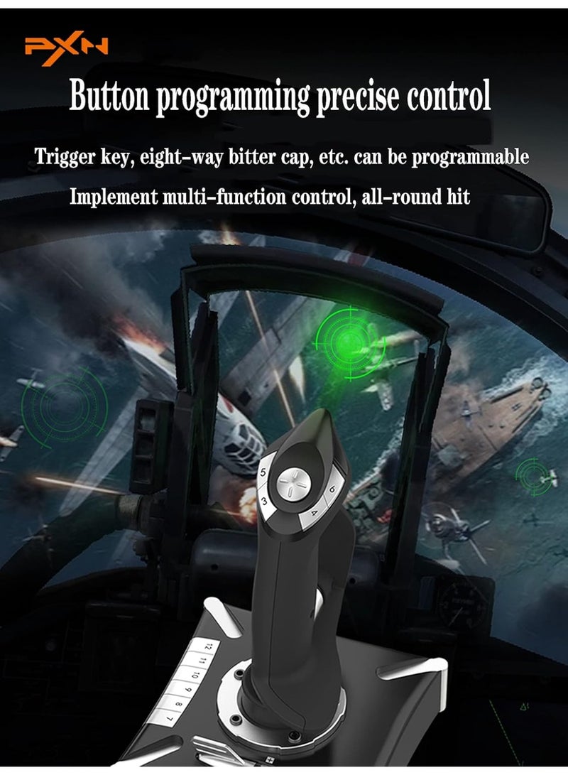 PXN 2119 PRO USB Flight Simulator Joystick for PC with Vibration, 4-Axis + 8-Way Hat, Programmable Buttons, Independent Throttle – Compatible with Windows 10/11 - Image 5