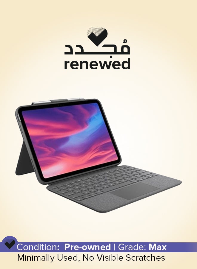 Logitech Renewed - Combo Touch For iPad 10th Generation Keyboard Case-Detachable Backlit With Kickstand Trackpad Smart Connector English-Arabic Keyboard Oxford grey - Image 1