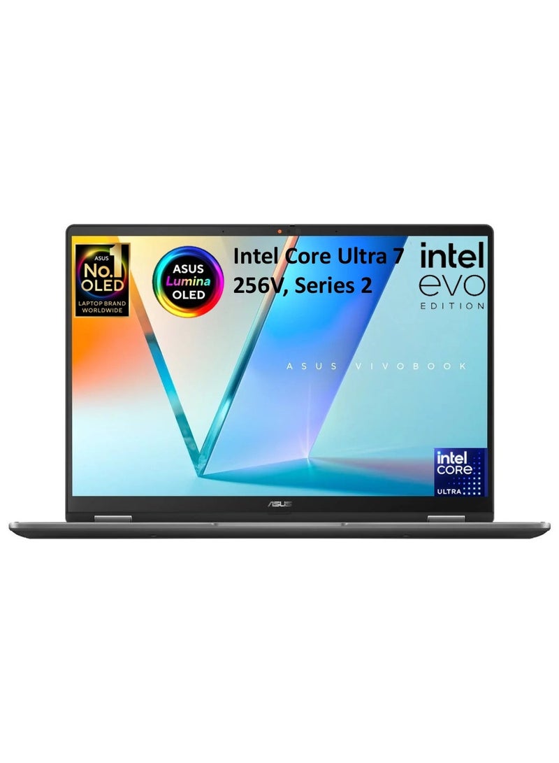 أسوس (Upgraded Version) Vivobook Flip 14" OLED 2-in-1 Touchscreen Laptop (TP3407SA) Intel Core Ultra 7 256V, 16GB LPDDR5X RAM, 1TB PCIe 4.0 SSD, Copilot+ PC EVO Edition, Windows 11 Home English Matte Grey English Matte Grey - Image 2