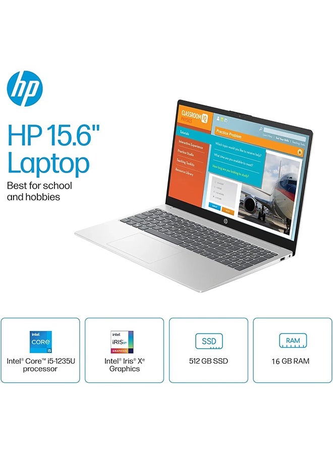 HP FD Series Laptop With 15.6-Inch Full HD Display, Intel Core i5-1235u Processor/8GB RAM/512GB SSD/Intel Iris XE Graphics/Windows 11 Home English/Arabic Natural Silver - Image 4