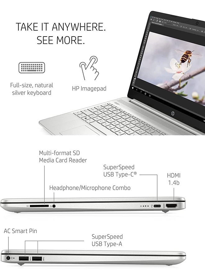 HP (Upgraded Version) Laptop With 15.6-Inch FHD Display, Core i5-1135G7 Processor/16GB RAM/1TB PCIe SSD/Intel Iris X Graphics/Windows 10 + 32GB USB Card English/Arabic Silver - Image 4