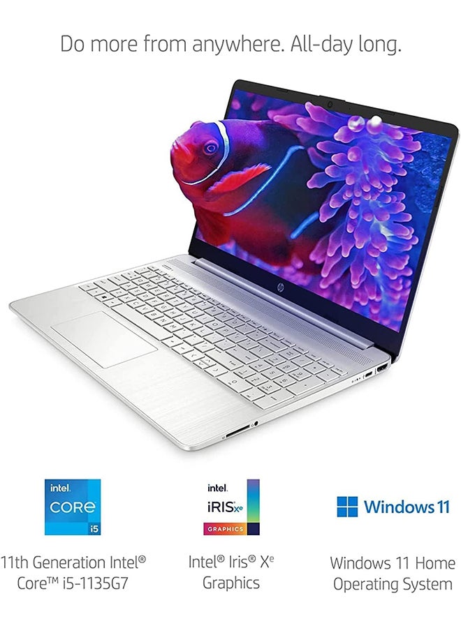 HP (Upgraded Version) Laptop With 15.6-Inch FHD Display, Core i5-1135G7 Processor/16GB RAM/1TB PCIe SSD/Intel Iris X Graphics/Windows 10 + 32GB USB Card English/Arabic Silver - Image 3