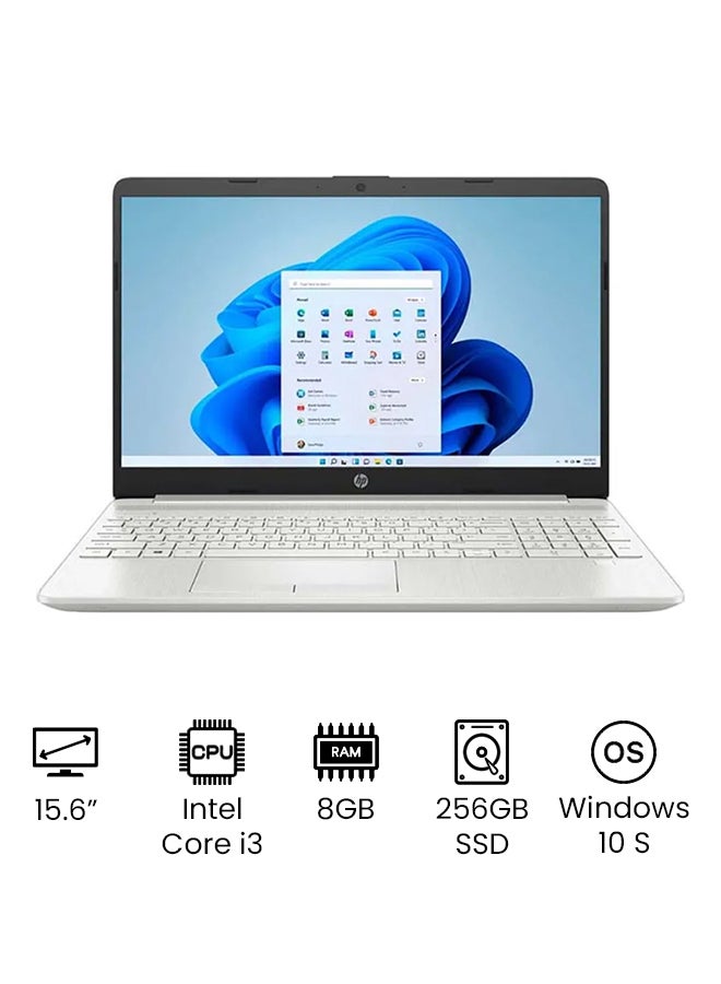 HP 15-dw3033dx (Upgraded Version) Laptop With 15.6-Inch Full HD Display, Core i3-1115G4 Processer/8GB RAM/256GB SSD/Intel UHD Graphics/Windows 10S /International Version English/Arabic Silver - Image 1