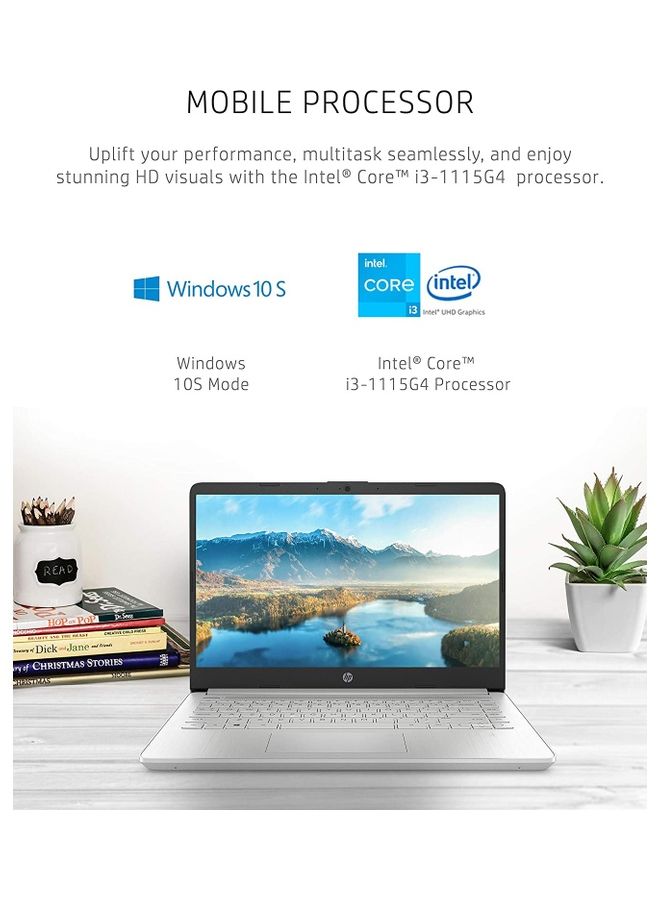 HP 14-dq2032wm (Upgraded Version) Laptop With 14-Inch Display, Core i3-1115G4 Processor/4GB RAM/128GB SSD/Intel UHD Graphics 620/Windows 10 Home English/Arabic Silver - Image 2