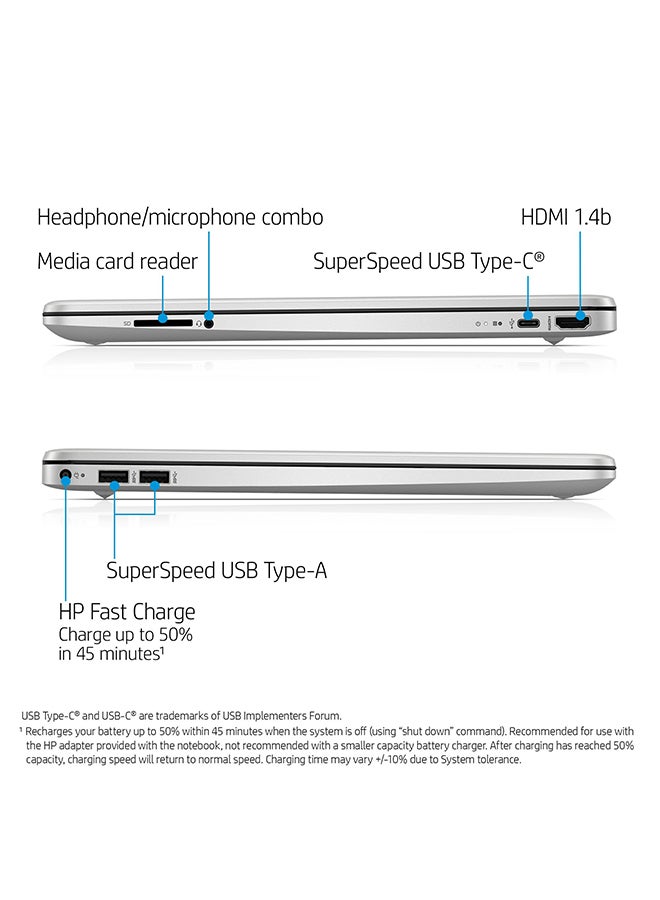 HP 15-DY1018 (Upgraded Version) Laptop With 15.6-Inch Full HD Display, Core i5 Processer/12GB RAM/512GB SSD/Intel UHD Graphics/Windows 10 /International Version English/Arabic Nature Silver - Image 4