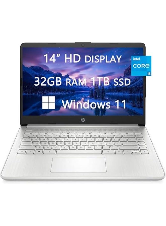 HP â€Ž14-dq2078wm (Upgraded Version) Laptop With 14-Inch Display, Core i5-1135G7 Processor/32GB RAM/1TB SSD/Intel Iris XE Graphics/Windows 11 English/Arabic Silver - Image 1