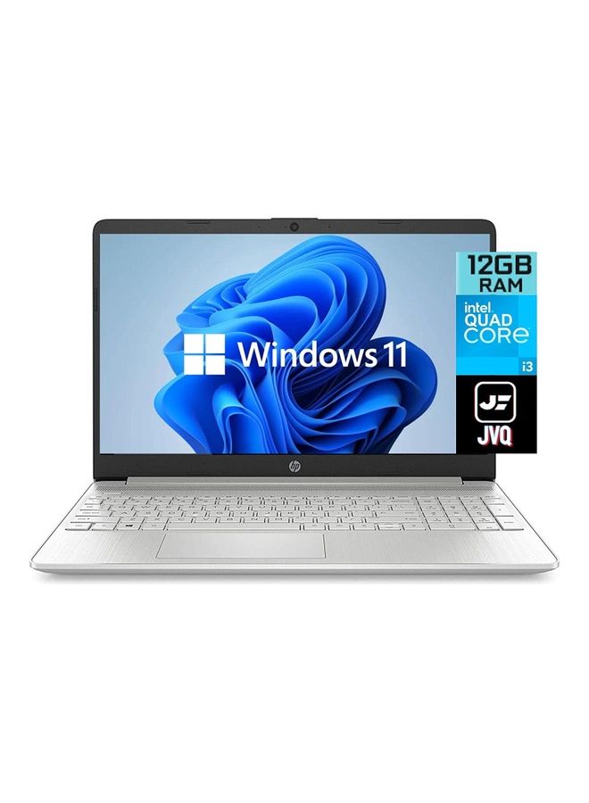 HP 15 i3 (Upgraded Version) Laptop With 15.6-Inch Display, â€ŽCore i3-1125G4 Processor/12GB RAM/256GB SSD/â€ŽIntel UHD Graphics/Windows 11 English/Arabic SILVER - Image 1