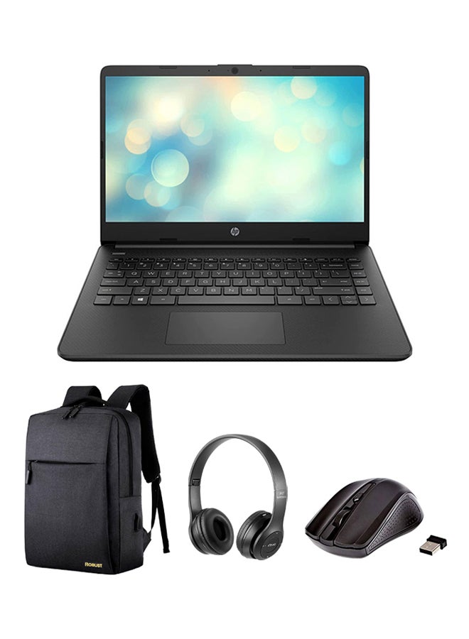 HP 14s-DQ2079nia (Upgraded Version) Laptop With 14-Inch HD LED Display, Core i3 1115G4 Processor/4GB RAM/256GB SSD/Intel UHD Graphics/Windows-10 With (Upgraded Version) Laptop Bag +Wireless Headphone And Mouse English/Arabic Black - Image 1