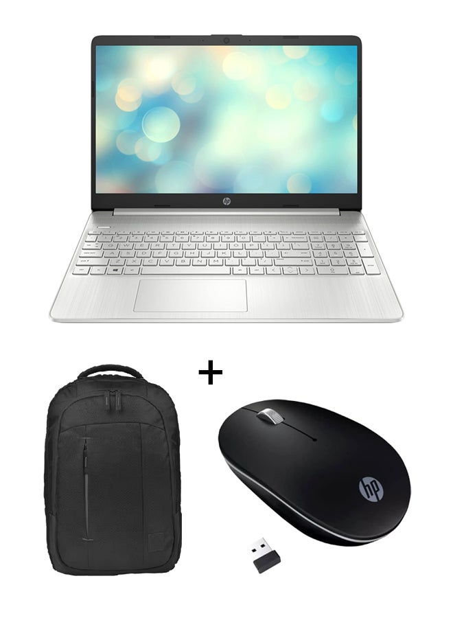 HP 15S (Upgraded Version) Laptop With 15.6-Inch Display, Core-i7 1255U Processor/8GB RAM/512GB SSD/Windows 11 With Delta Backpack 15.6-Inch Y4A67LA + Wireless Mouse English/Arabic Silver - Image 1