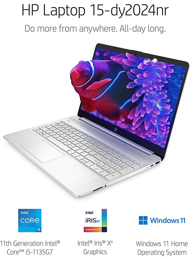 HP 15 DY 2024nr (Upgraded Version) Laptop With 15.6-Inch Display, Core i5-1135G7 Processer/8GB RAM/256GB SSD/Intel UHD Graphics English/Arabic Silver - Image 2