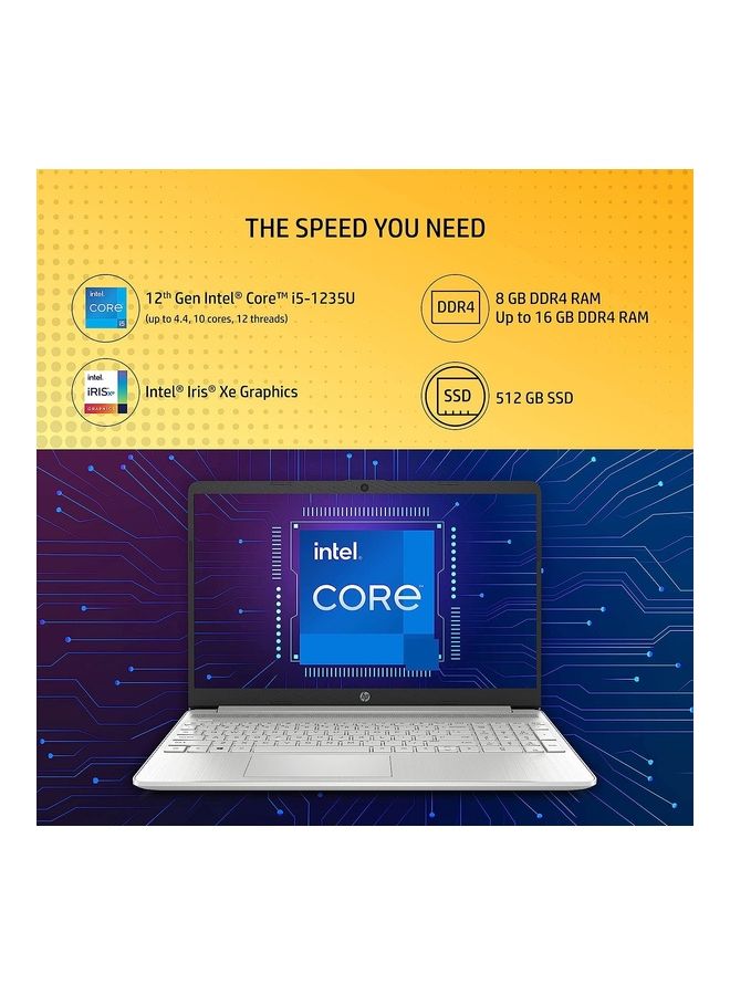 HP 15s- fq5111TU (Upgraded Version) Laptop With 15.6-Inch Display, Core i5-1235u Processor/8GB RAM/512GB SSD/Intel Iris XE Graphics/Windows 11 English/Arabic Silver - Image 4