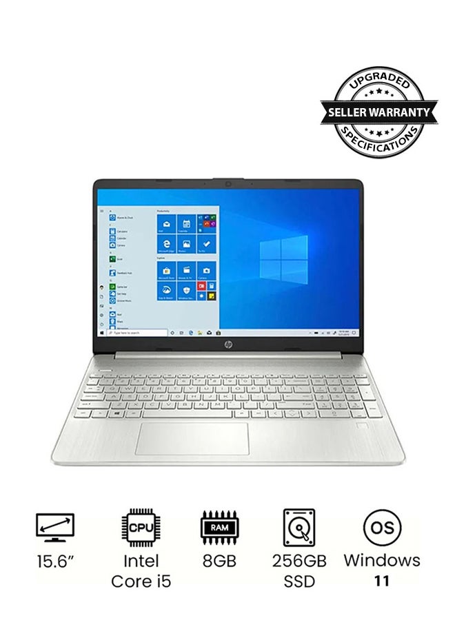 HP 15-DY2093DX (Upgraded Version) Laptop With 15.6-Inch Full HD Display, 11th Gen Core i5-1135G7 Processer/8GB RAM/256GB SSD/Intel Iris Graphics/Windows 11/ English/Arabic Natural Silver - Image 1