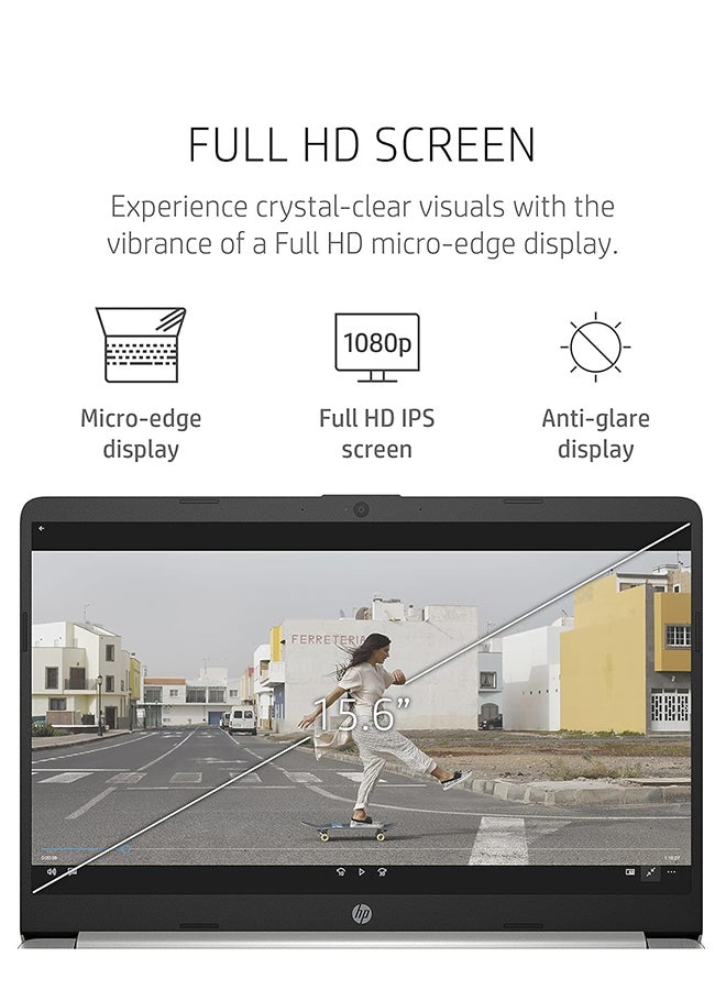 HP 15-dy2021nr (Upgraded Version) Laptop With 15.6-Inch Full HD Display, Core i5-1135G7 Processor/8GB RAM/256GB SSD/Intel Iris Xe Graphics/Windows 10 Home /International Version English/Arabic Natural Silver - Image 5