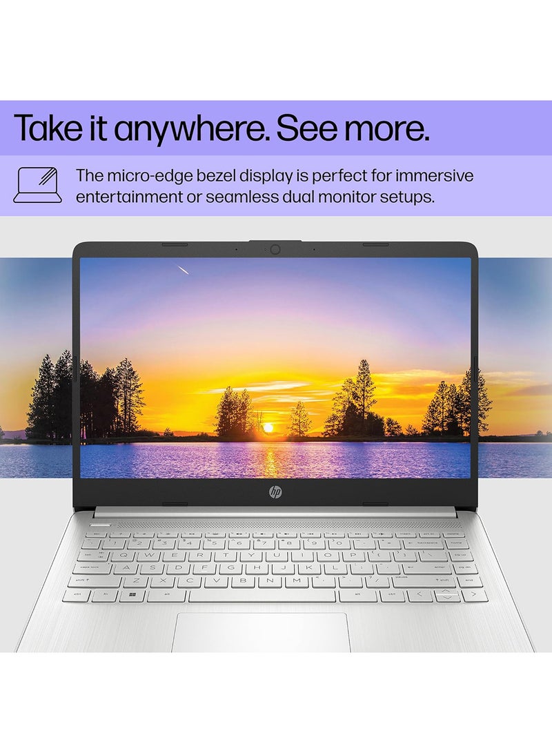 HP 9W0Z0UA#ABA Laptop With 14-Inch Full HD Display, Core i3-1215U Processor/8GB RAM/256GB SSD/Intel UHD Graphics/Windows 11 Home English/Arabic Natural Silver - Image 3
