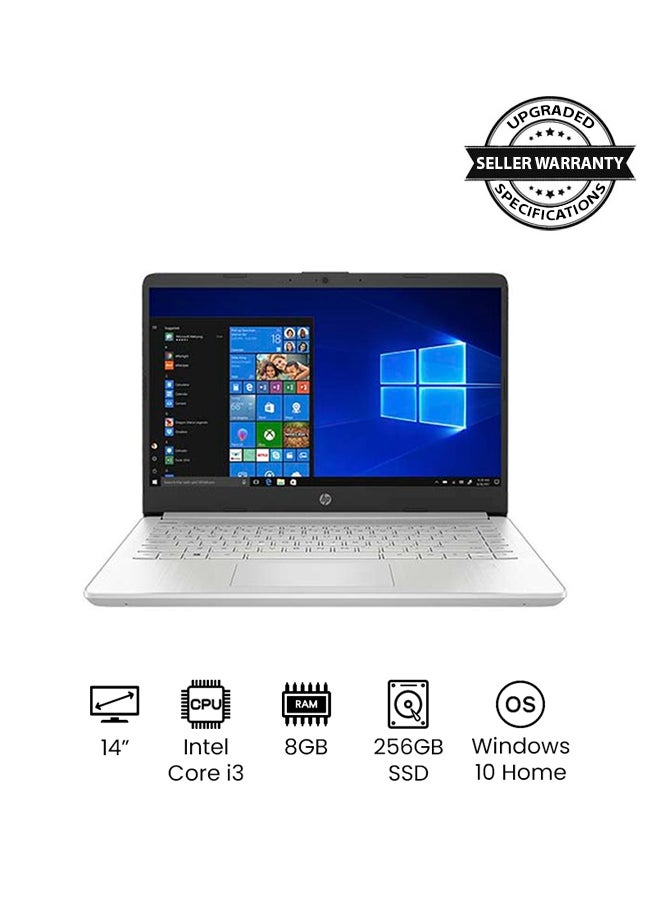 HP 14-dq2038ms (Upgraded Version) Laptop With 14-Inch HD Display, Core i3-1115G4 Processor/8GB RAM/256GB SSD/Intel UHD Graphics/Windows 10 Home/International Version English/Arabic Silver - Image 2