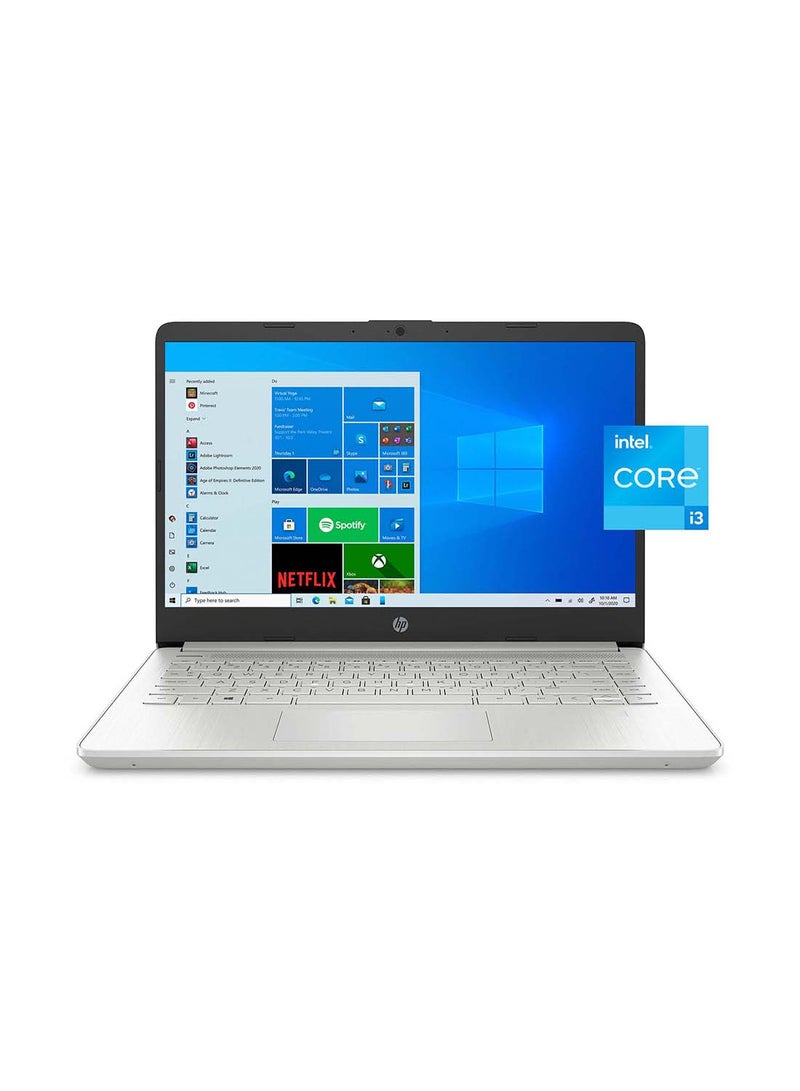 HP 14-Dq2055wm (Upgraded Version) Laptop With 14-Inch Full HD Display, 11th Gen Core i3-1115G4 Processor/4GB RAM/256GB SSD/Intel UHD Graphics/Windows 10 Home/International Version English/Arabic Silver - Image 1
