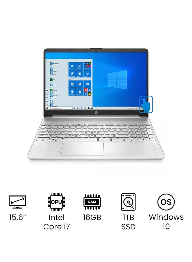 HP 15 (Upgraded Version) Laptop 2D117AV With 15.6-Inch Display, 11th Gen Core i7-1165G7 Processor/16GB RAM/1TB SSD/Intel Iris XE Graphics /International Version English/Arabic Silver - Image 1
