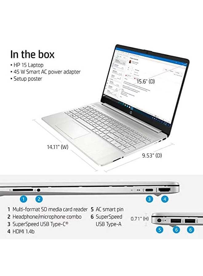 HP Slim 15-DY2093WM Professional & Business Laptop With 15.6-Inch FHD Display, Core i5-1135G7 Processor/32GB DDR4 RAM/1TB SSD/Intel Iris Plus Graphics/Windows 11 + Sandisk USB Card 32 GB English/Arabic Silver - Image 4