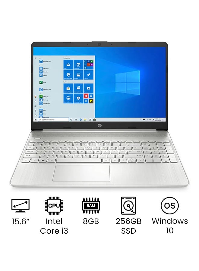 HP 15-DY2091WM (Upgraded Version) Laptop With 15.6-Inch HD Display, Core i3-1115G4 Processer/8GB RAM/256GB SSD/Intel UHD Graphics /International Version English/Arabic Natural Silver - Image 1