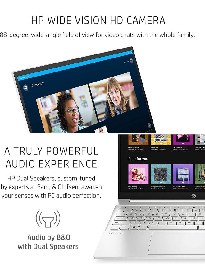 HP Pavilion (Upgraded Version) Laptop With 15.6-Inch Display, Core i5-1335U Processor/32GB RAM/1TB PCIe SSD/Intel Iris XE Graphics/Windows 11 + With Bag & Mouse English/Arabic Natural Silver - Image 4